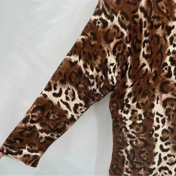 INC International Concepts Women’s Leopard Top Small Petite Brown Black 3/4 Slv - Picture 5 of 11